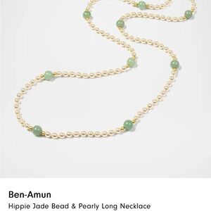 Ben-Amun Jade and Gold Beaded Necklace